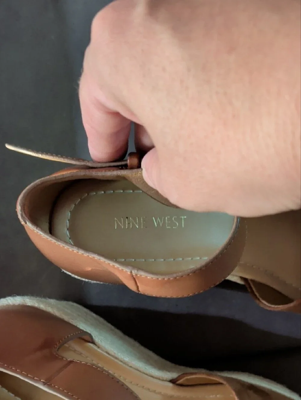 Nine West Brown Suede and Leather Espadrille Wedge Sandals